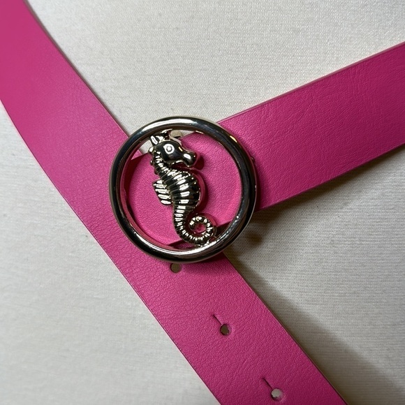 Talbots Leather Seahorse Reversible Belt Pink Gold - Picture 2 of 5